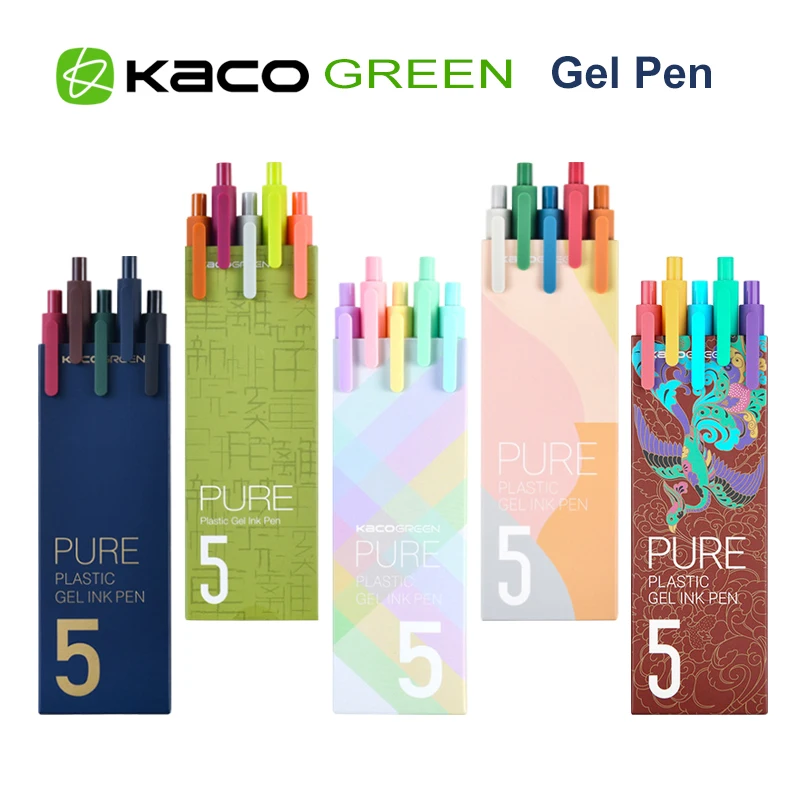 5 pz/pacco più nuovo KACO Sign Pen penna Gel 0.5mm ricarica inchiostro liscio scrittura penna firma durevole 5 colori cancelleria colore Vintage