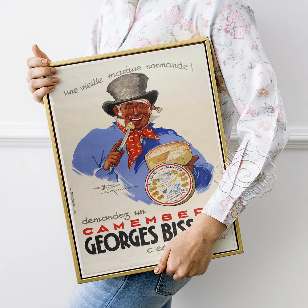 Henry Le Monnier Design Poster, Camembert Georges Bisson Cheese Art Prints, Vintage European Advertising Decorative Painting