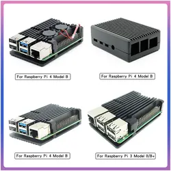 Raspberry Pi 4 Model B Podwójne wentylatory Obudowa ze stopu aluminium CNC Metalowa 5-kolorowa obudowa pancerna z radiatorami do Raspberry Pi 4B/3B+/3B