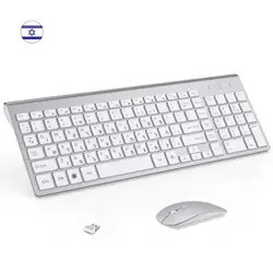 Hebrew lsrael English Layout 101 Keys Wireless Keyboard Mouse combo 2.4G Slim MIce Compact Wireless Keyboard for Desktop