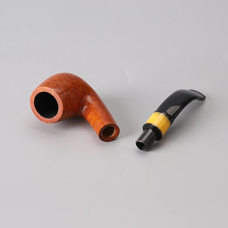 Ru-New Briar Wood Pipe 10 Tools Free Bent Smoking Pipe 9mm Filter Briar Tobacco Pipe Set Briar Pipe Smoking Accessories aa0380