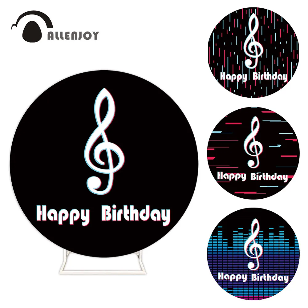 

Allenjoy music cloth circle backdrop cover for photography accessories happy birthday party photo studio background decoracion