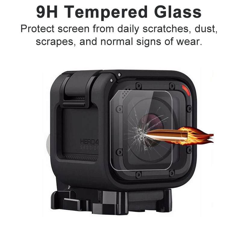 Frame Case for GoPro Session 4 5 Tempered Glass Screen Protector for Go Pro Session 4 5 GoPro Hero 5 Session Camera Accessories