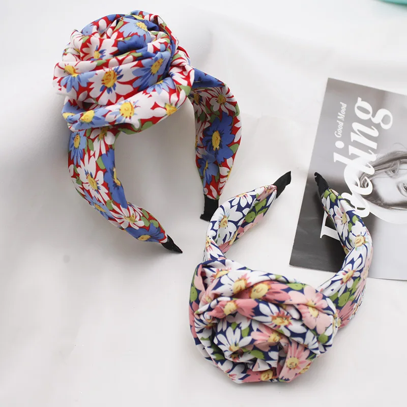 Vintage Bohemian Rose Flower Satin Hairband Headband Headwear Hair Accessories