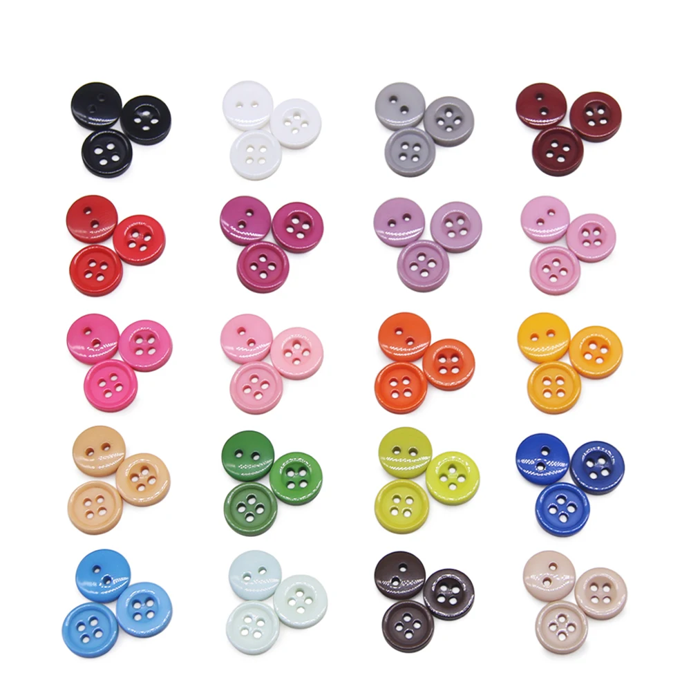 100pcs/lot Resin Sewing Button Round 9/10/11mm Sew On Button Accessories Handmade Children Button Crafts DIY