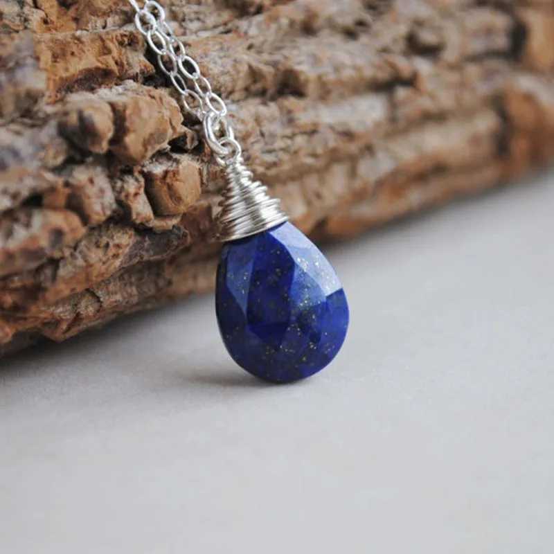 Waterdrop Lapis Lazuli Pendant Necklace