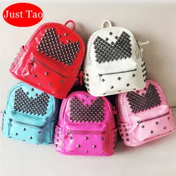 Just Tao! 5 Colors Punk Backpacks Kids small rivet school bags Teenagers Mini outdoor Bags Preschool girls vacation Bag JT021