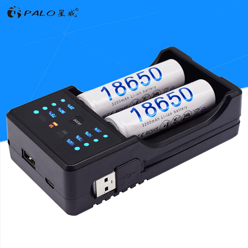 

PALO AA AAA 18650 14500 Battery Quick Charger For Nimh Nicd AA AAA A SC Batteries for 3.7V Li-ion Battery 22650 26500 17500