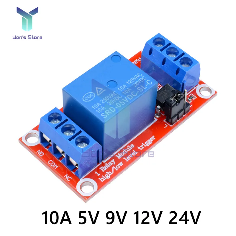 1 Channel Relay Module 5V 9V 12V 24V High and Low Level Trigger Relay Control Switch with Optocoupler Module High Driving Force