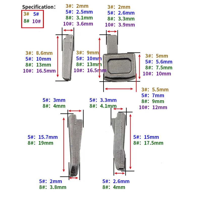 3 5 8 10# Resin/Metal Zipper Repair Kit Stopper Double Slider/Open End/Close end Zipper Stopper Repair Pliers Glue Tool Set