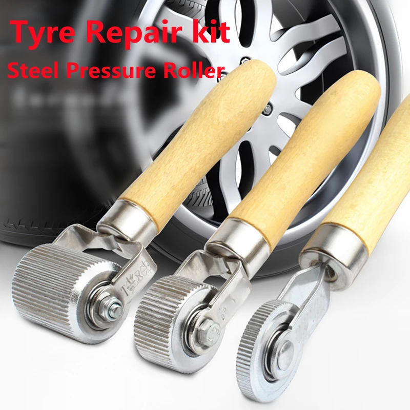 Wholesale Car Tire Repair Kit Auto Patch Pressure Steel Pinch Roller With Wooden Handle Repairing Tool For Motorcycles Vehicles