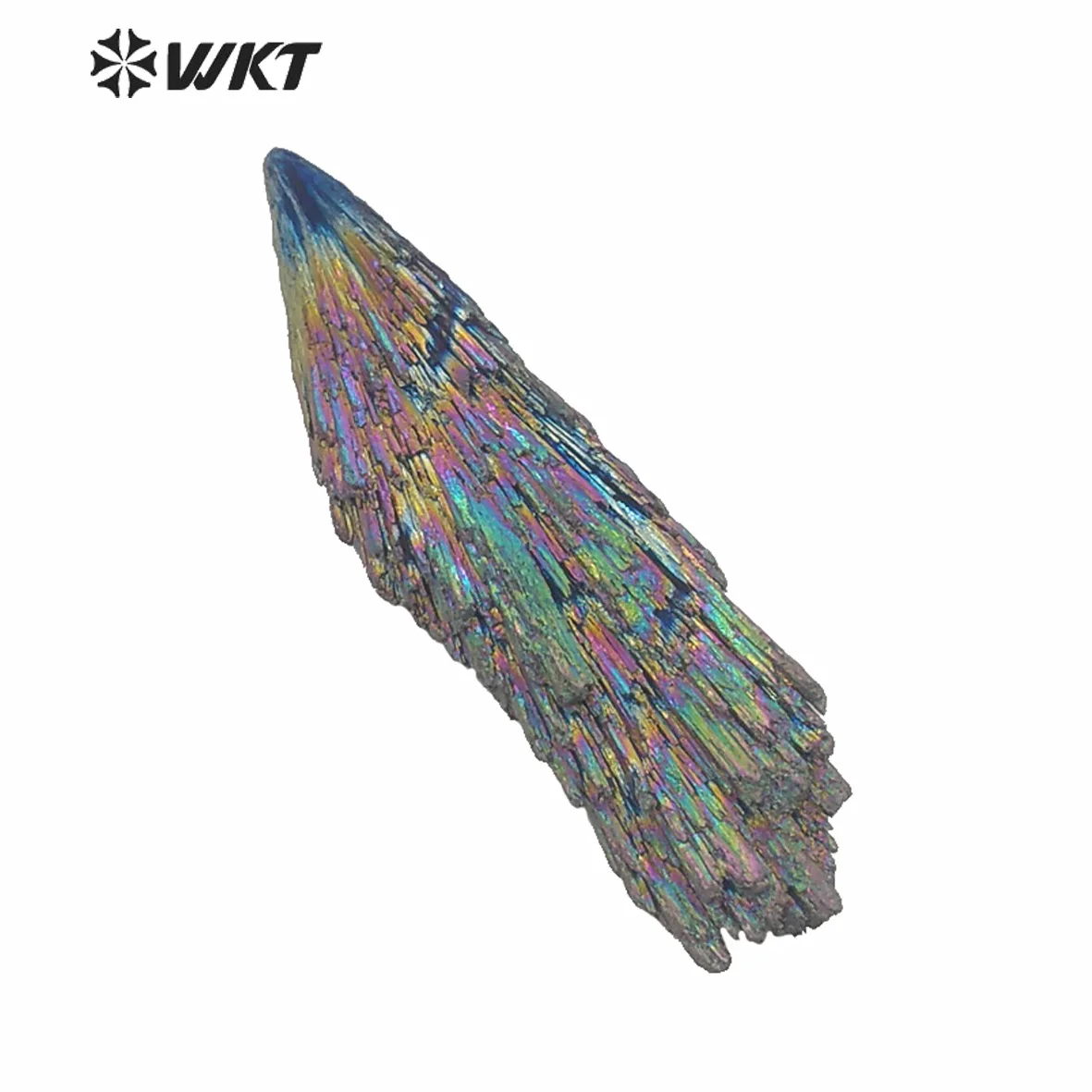 

WT-G165 WholesaleTitanium Coated Kyanite for Jewelry Making natural kyanite big size stone with rainbow electroplated stone