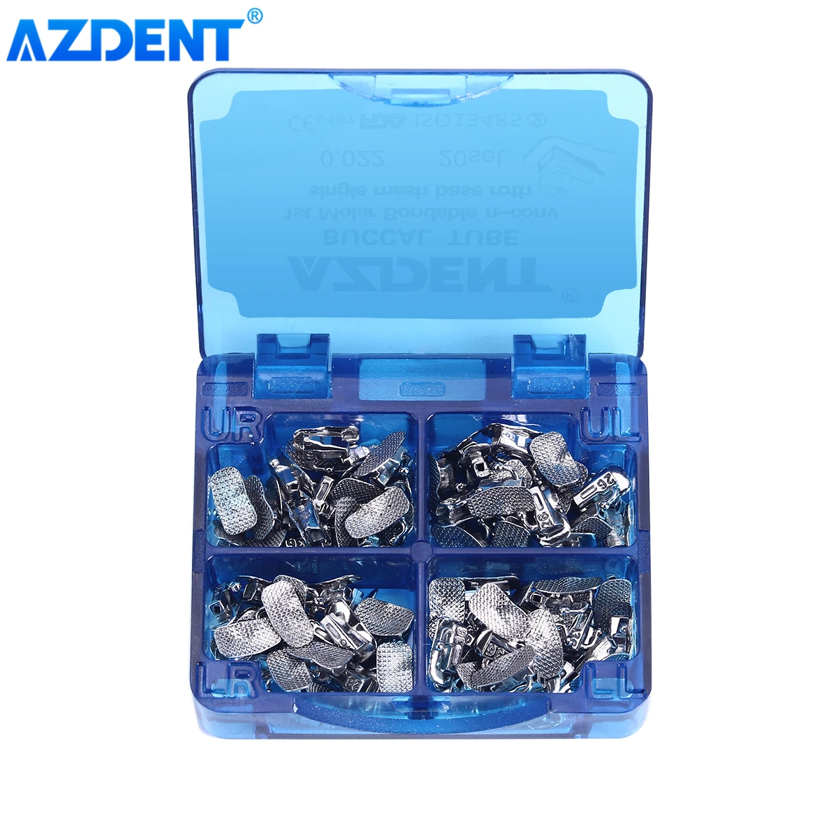 20 Sets Dental Orthodontic Buccal Tube AZDENT for Molar Teeth Mesh Base Bonding Single Tube Non Convertible Roth MBT 0.022 0.018