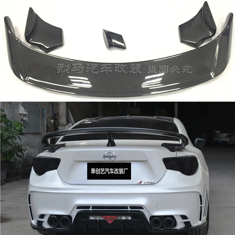 Car Styling FRP +Carbon Fiber Unpainted Color Rear Spoiler Wing Trunk Boot Lid Cover for Toyota GT86 for Subaru BRZ Scion FR-S