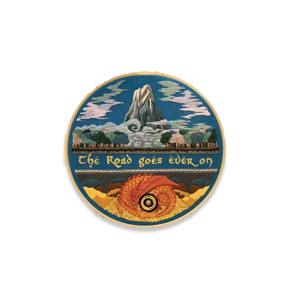 One Eye Scenic Patch The Road Ever On Mountain Embroidered Patches Iron On Badge for Clothing Jacket Shirt Applique Accessories