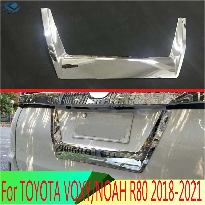 For TOYOTA VOXY/NOAH R80 2018-2021 2019 2020 ABS chrome rear tail box gate door license plate shape trim