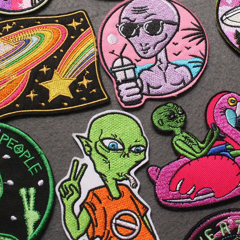 

Embroidered Patch Alien UFO Patch Iron On Patches On Clothes Heat-adhesive Patches For Clothing Astronaut Patches Apparel Deocr