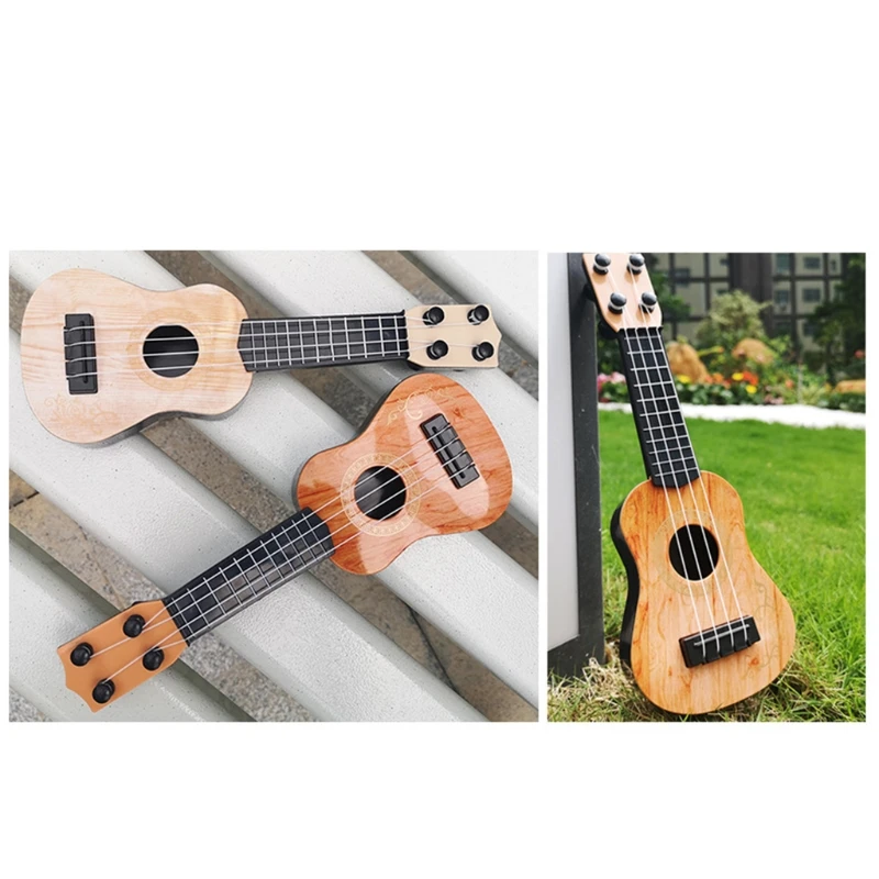 Mainan Mini Gitar untuk Balita Alat Musik Pemula Anak Alat Musik Pendidikan Warna Kayu