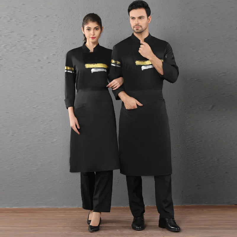 Chaqueta de Chef de restaurante occidental de otoño para mujer, traje de cocina con logotipo para café, servicio de comida, uniforme de Chef de comida rápida para hombre, Ropa de Trabajo de Hotel