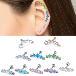 1PCS Opal Cartilage Tragus Piercing Earrings Zircon Ear Nail Stainless Steel Ear Cartilago Bone Stud Piercing Jewelry