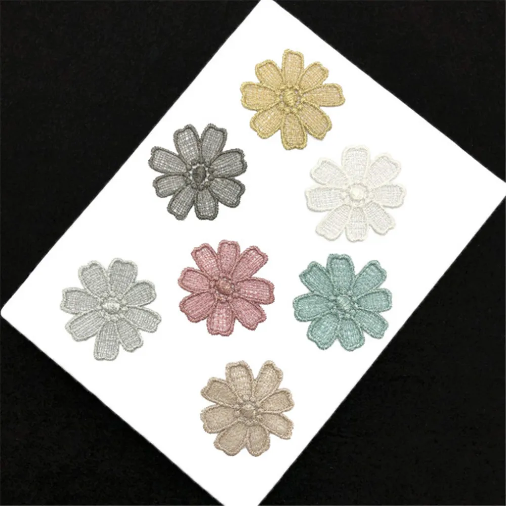 

MAXSIN FUN 10 Pc/Lot High Quality Cute Color Flower Sticker Fashion Patch Sew On Clothes Dress Decoration Accessories DIY