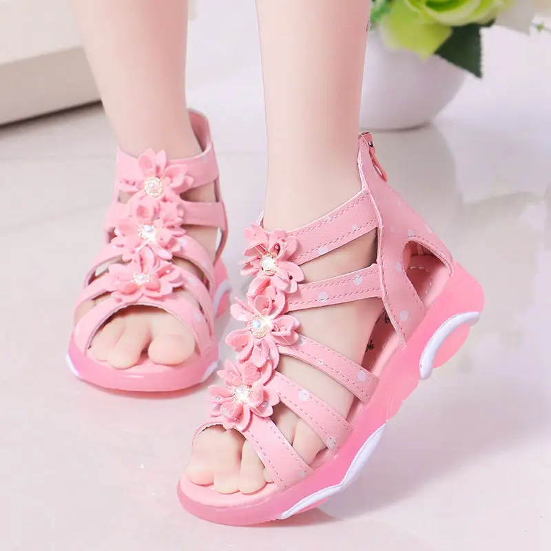 Girls Sandals For 2-7 Ages Peep Toe Bowtie Princess Sandals Kids Party Shoes For Girl Size 21-30 Children Summer Shoes