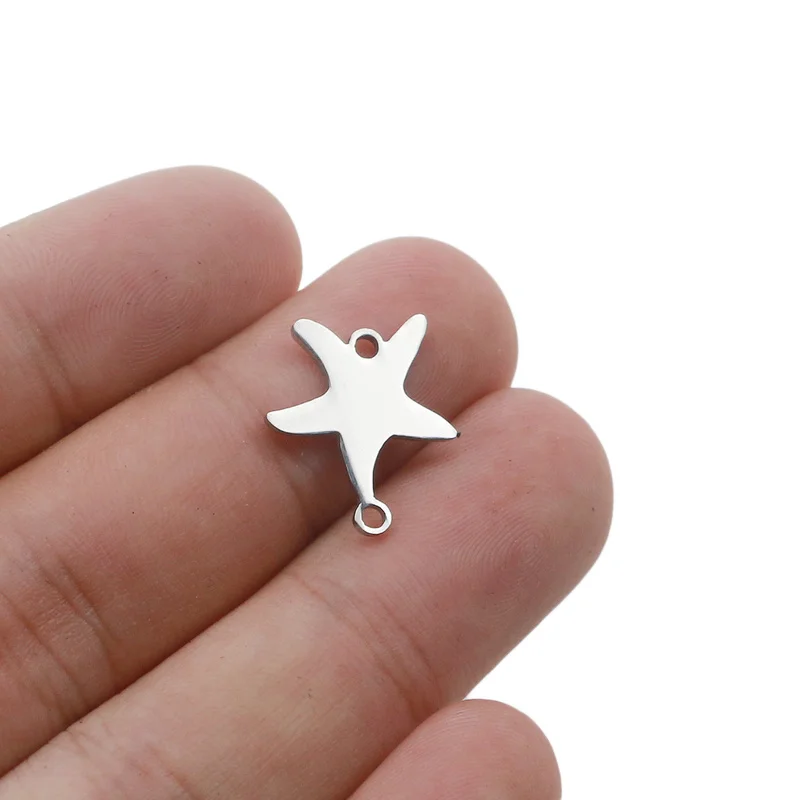 5pcs/lot Ocean Beach Starfish Stainless Steel Connector Bracelet DIY Jewelry Findings Component Metal Earring Making Accessories
