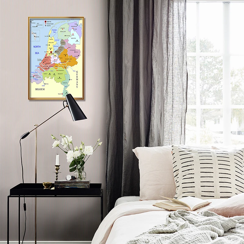 Muur Poster Nederlandse Serie Nederland S Kaart Canvas 42*59Cm Duidelijk En Gemakkelijk Te Lezen Muur Schilderen Voor schoolbenodigdheden