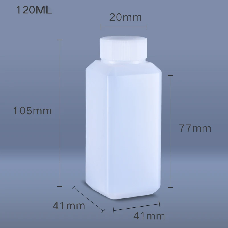 120ML Small Empty Square Bottle HDPE Material Liquid Containers Food Grade Plastic Sample Bottles 10PCS