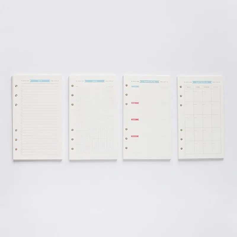 6 Holes Refill Inner Paper Diary Week Month Planner for A5 Loose Leaf Notebook QX2B