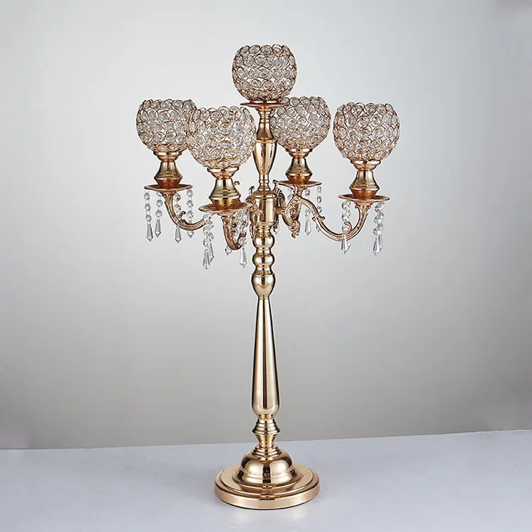 10pcs 75cm tall Candle Holder Centerpieces 5 Arms Crystal Candle Holder for Party Table Top Candelabra Decor0992