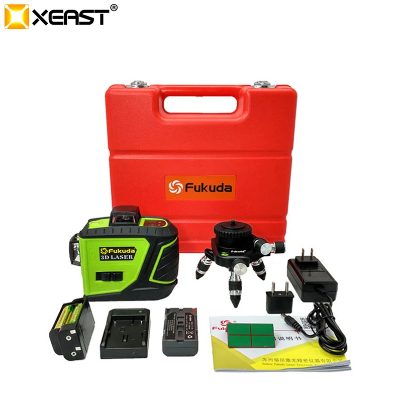 Fukuda 12 lines MW-93T lithium battery green laser level 360 Self-leveling Cross Line 3D Laser Level