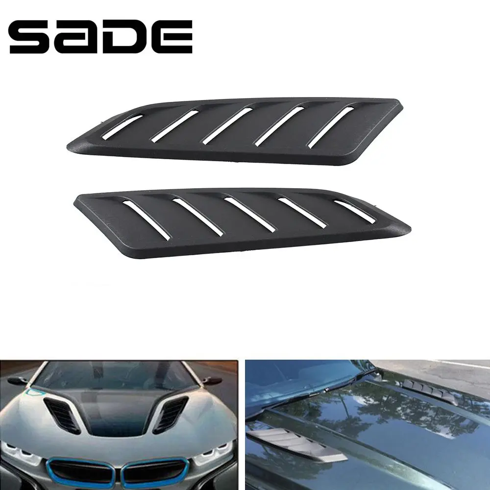 2pcs Universa ABS Plastic Car Air Intake Scoop Bonnet Hood Vent Front Hood Vent Panel Trim SLJ-1079