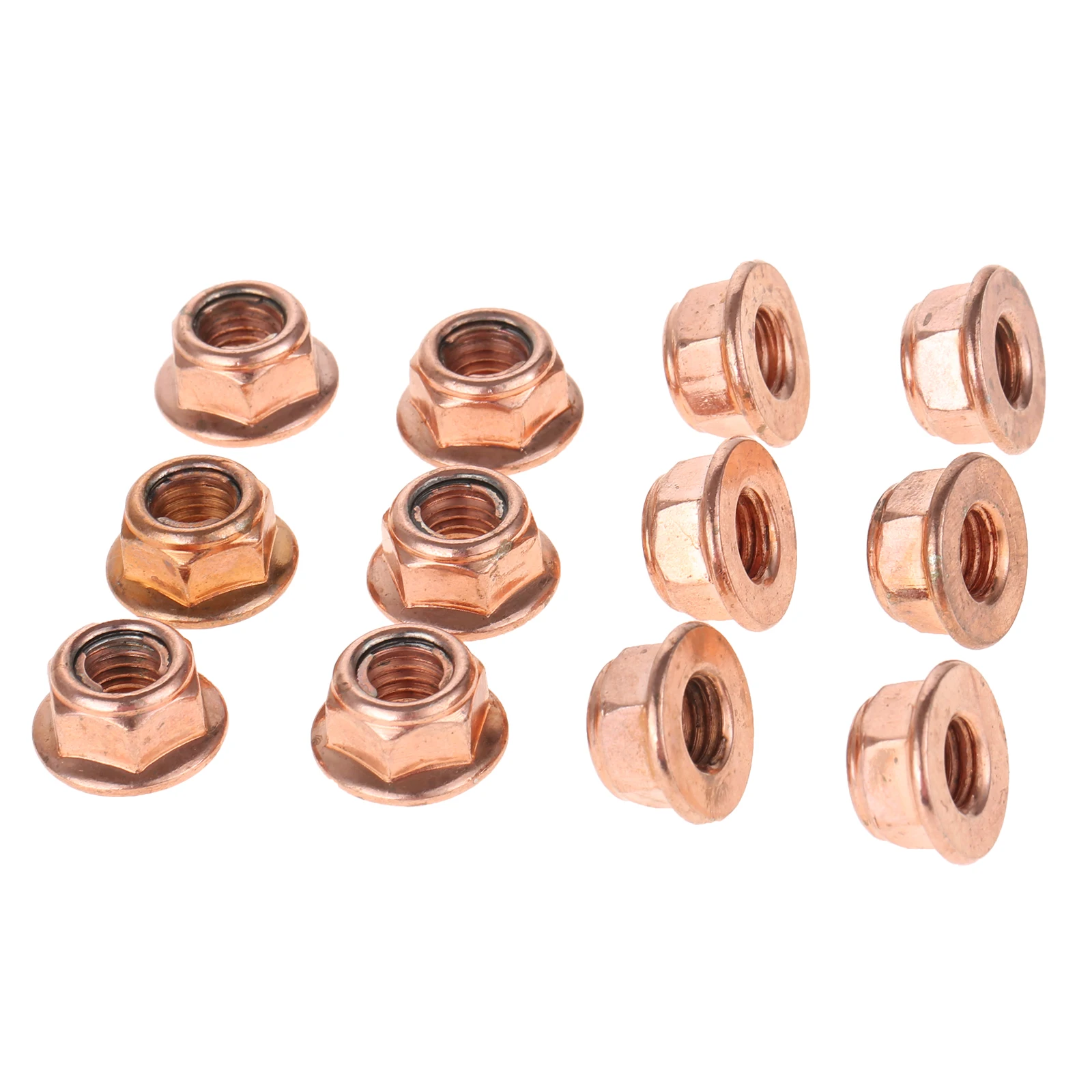 12Pcs M8 Copper Exhaust Nut for BMW 3 Series E30 Head Stud Lock Nuts Copper Bolt Screw M8 Turbo Exhaust Stud Hex Nut A1201420072