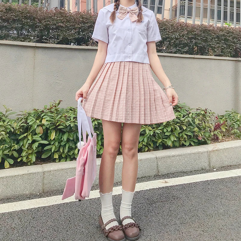 Japanischen jk uniform Plaid Gefaltete Rock Vielseitig-Taille A-linie Rock 2020 Neue japanische mode schule mädchen uniform