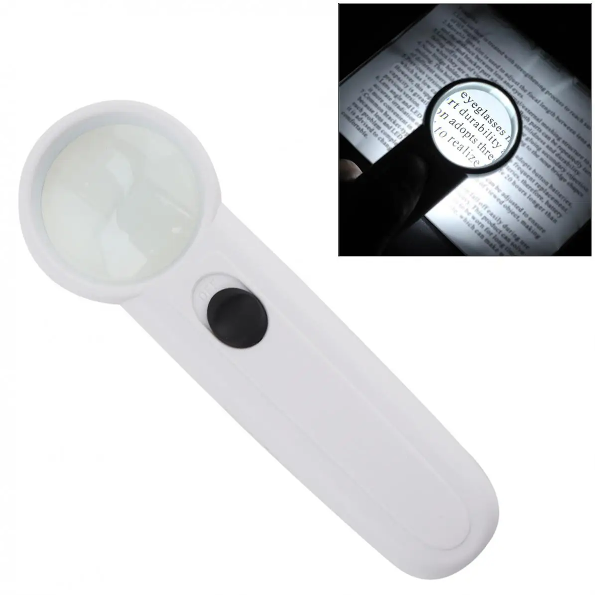 15X 37mm Multifunctional Glasses Magnifier Lamp Portable Handheld Loupe Magnifiers with 2 LED Lights for Inspection and Reading