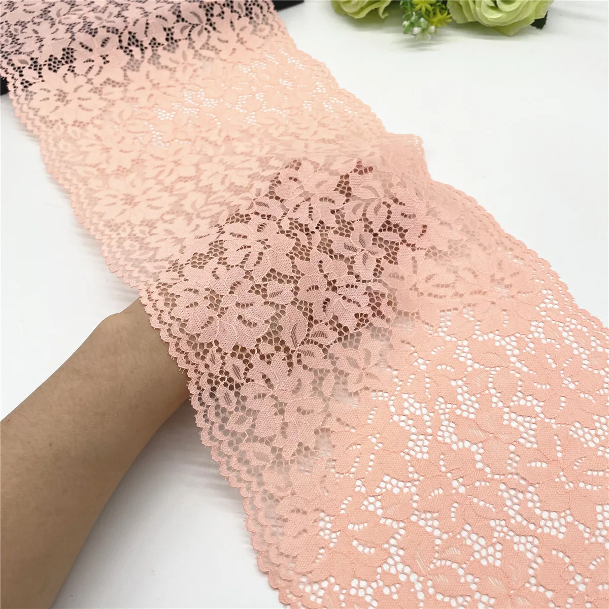 3y/lot 21cm Light Water Melon Floral Stretch Lace Trim For Clothing Accessories Dress Sewing Applique Costume Lace Fabrics