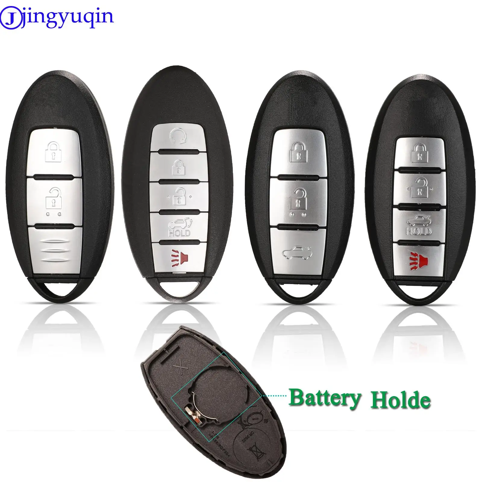 

Jingyuqin 4 кнопки дистанционный смарт-ключ оболочка Крышка для Nissan ALTIMA MAXIMA Murano Versa Teana Sentra держатель батареи слева