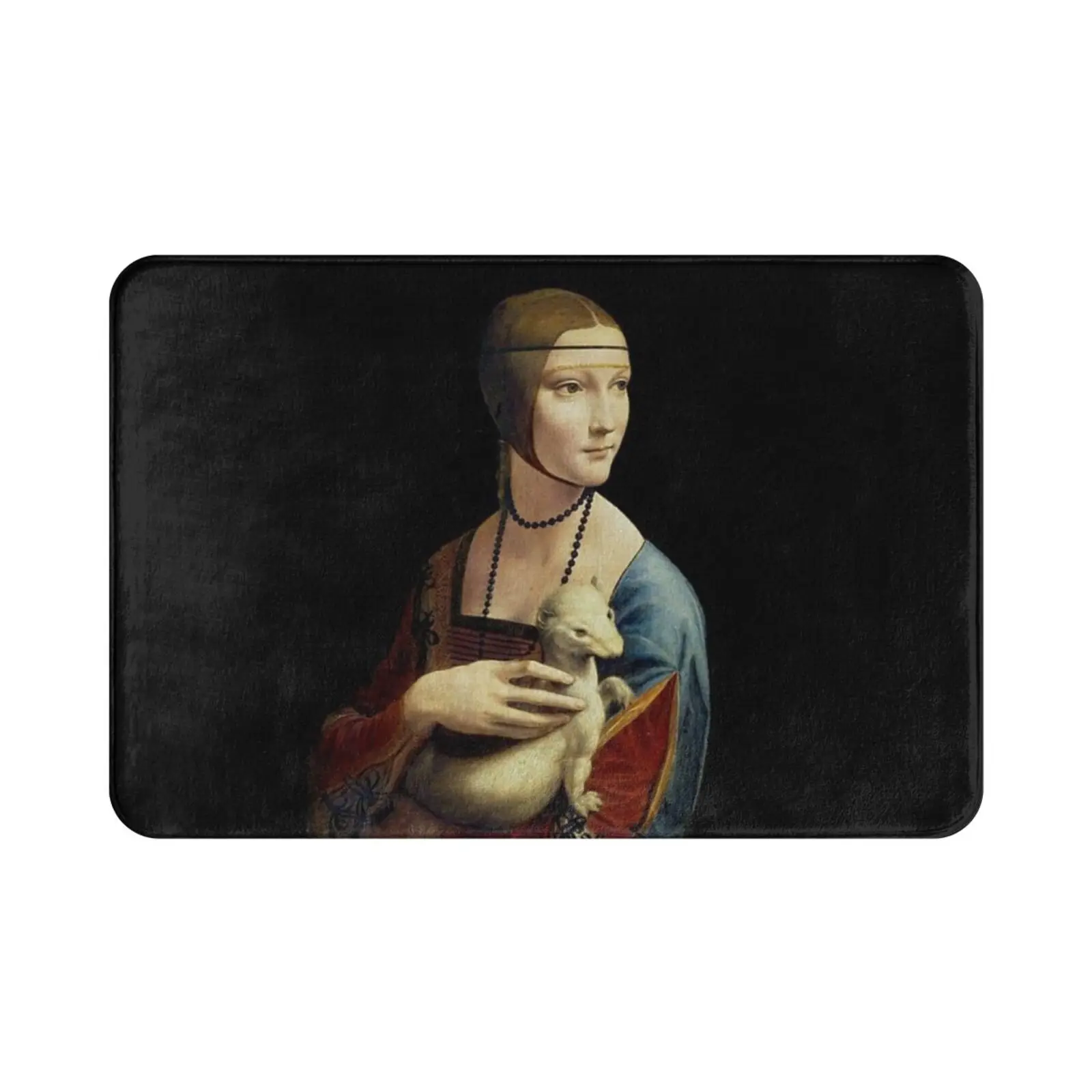 Lady With An Ermine-Leonardo Da Vinci Carpet Mat Rug Cushion Soft Non-Slip Lady With An Ermine Dama Con Lermellino Lady