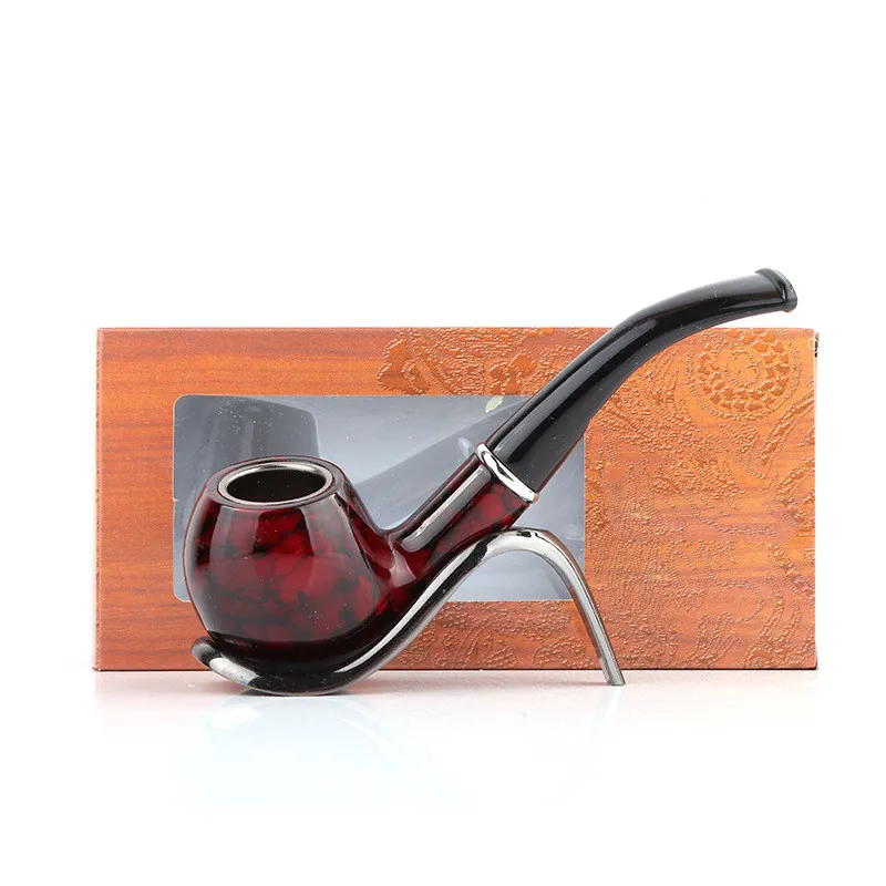 Classic High Quality Wood Grain Smoking Tobacco Pipe Resin Cigar Pipes Smoking Chimney Accessories Smoke Mouthpiece