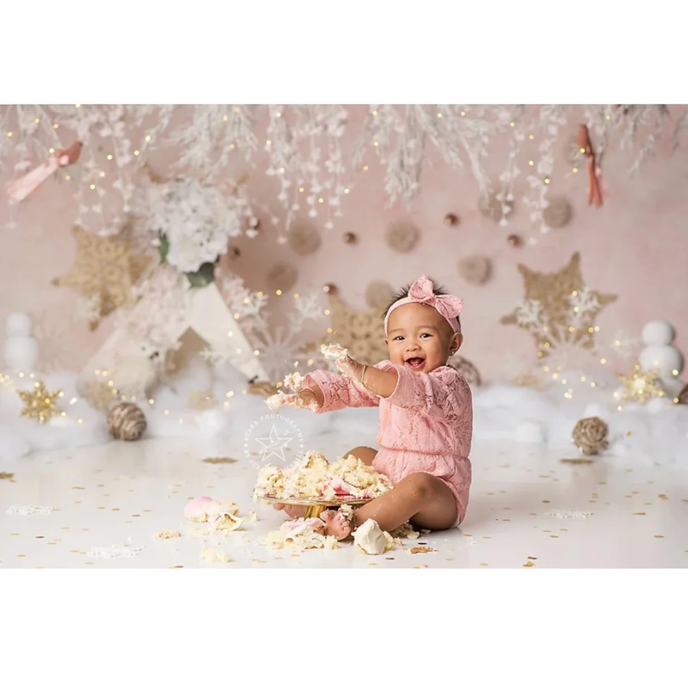 Winter Snowflake Children Portrait Photography Background Christmas Newborn Bithday Party Backdrop Decoration Photo Shoot