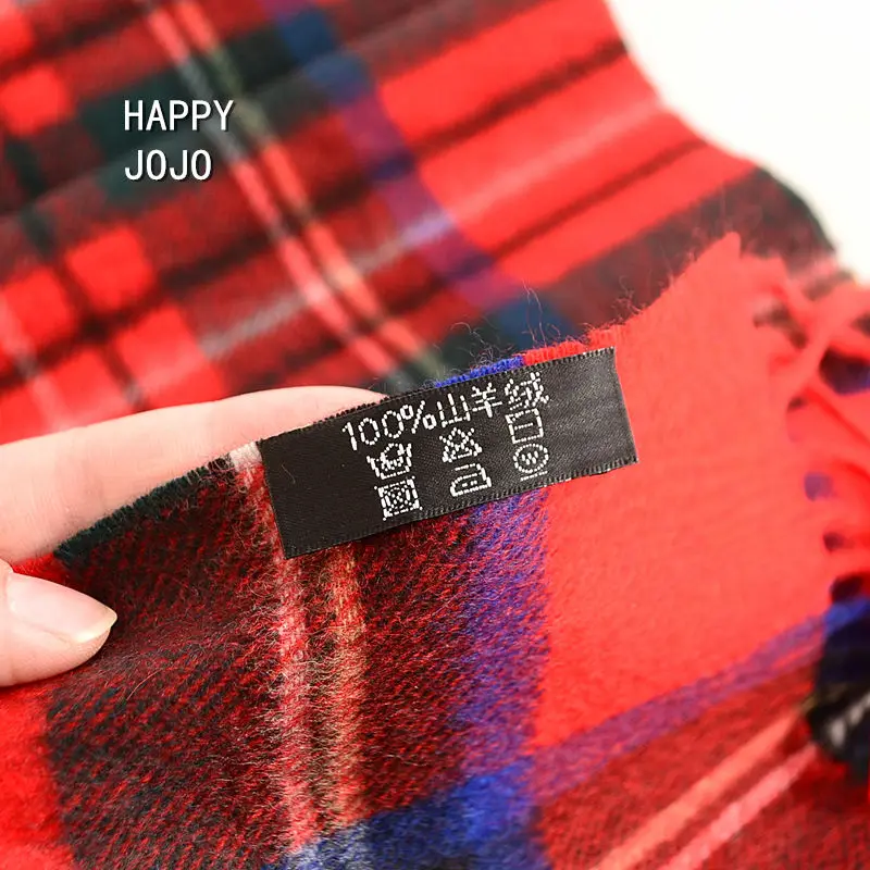 100% cashmere scarf women men Scotland classic red plaid narrow scarves soft fashion casual thin warm shawl luxury for ladies