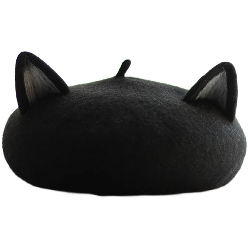 Japanese sweet fox ears lei feng\'s cap lace lolita earmuffs cap Vintage Painter Wool Cap Gift High Quality Wholesale