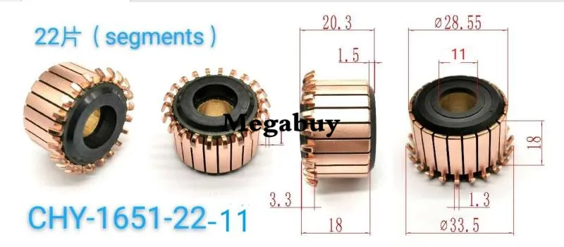 

11*28.55*20.3mm 22p Copper Bars Alternator Electric Motor Commutator Copper Commutator Armature Commutator