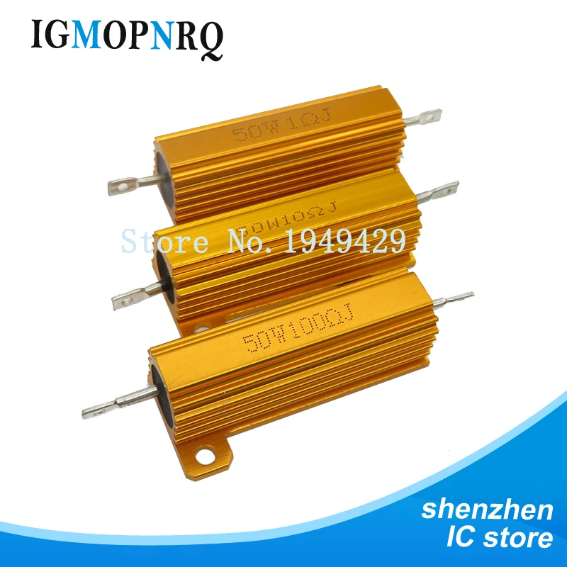 RX24 50W Aluminum Power Metal Shell Case Wirewound Resistor 0.01 ~ 100K 0.1 1 1.5 2 6 7 8 10 20 100 150 200 300 1K 10K 100k ohm