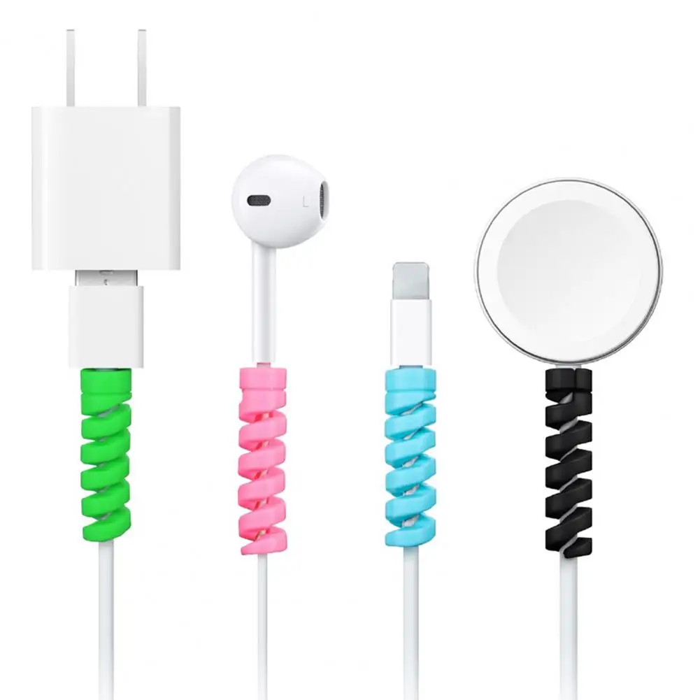 10Pcs Cable Protector Spiral Design Soft Silicone Universal Charger Cable Saver Phone Accessories for Charging Line