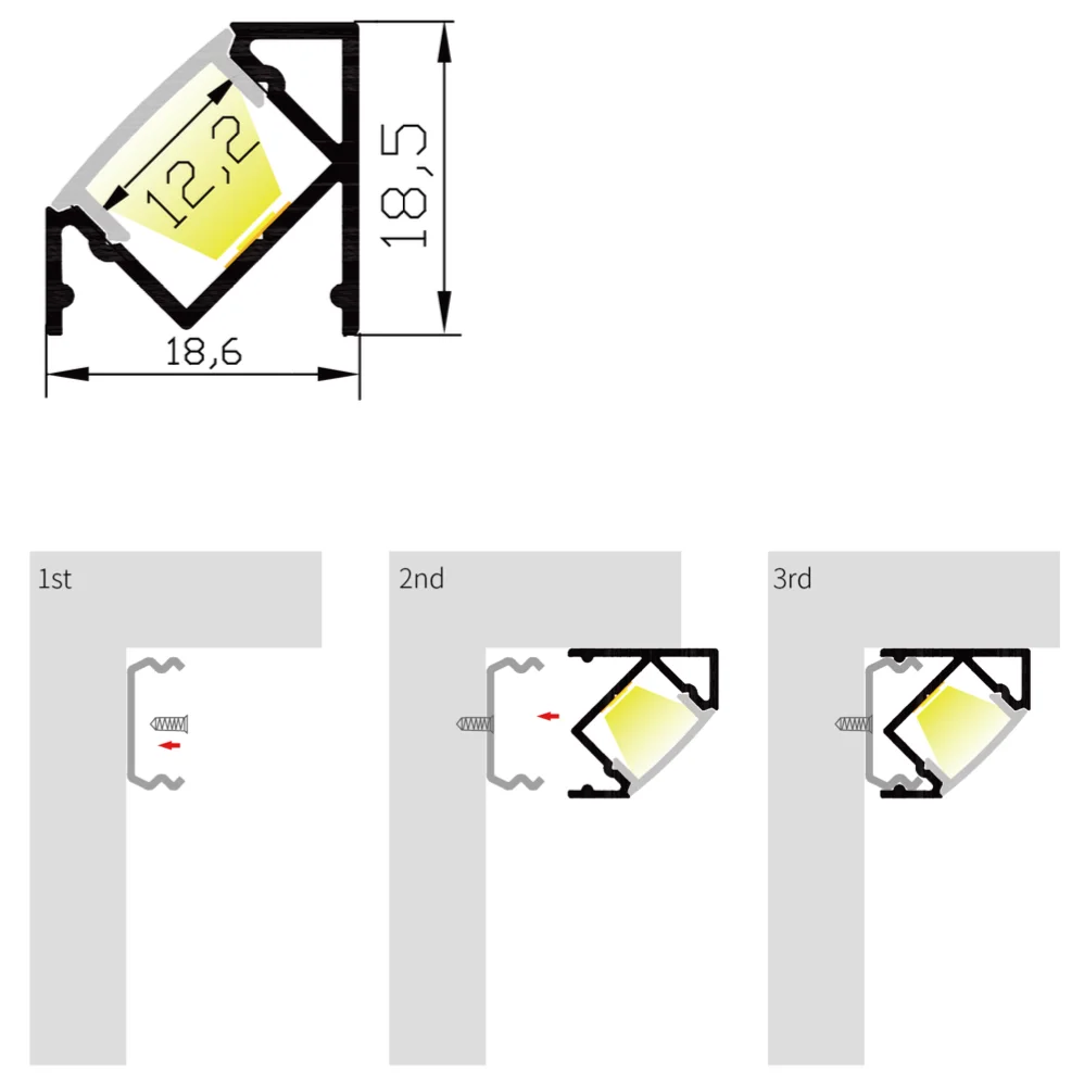 20 m (20 sztuk) dużo, 1 m na sztukę, 100 cm długości, led profil aluminiowy do listwy led z mleczną osłoną rozproszoną,