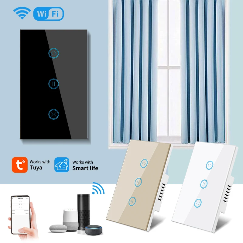 

Tuya Switch Wifi Zigbee Curtain Intelligent Switch Home APP Timer Google Alexa Voice Control Touch Glass Panel Electric Curtain