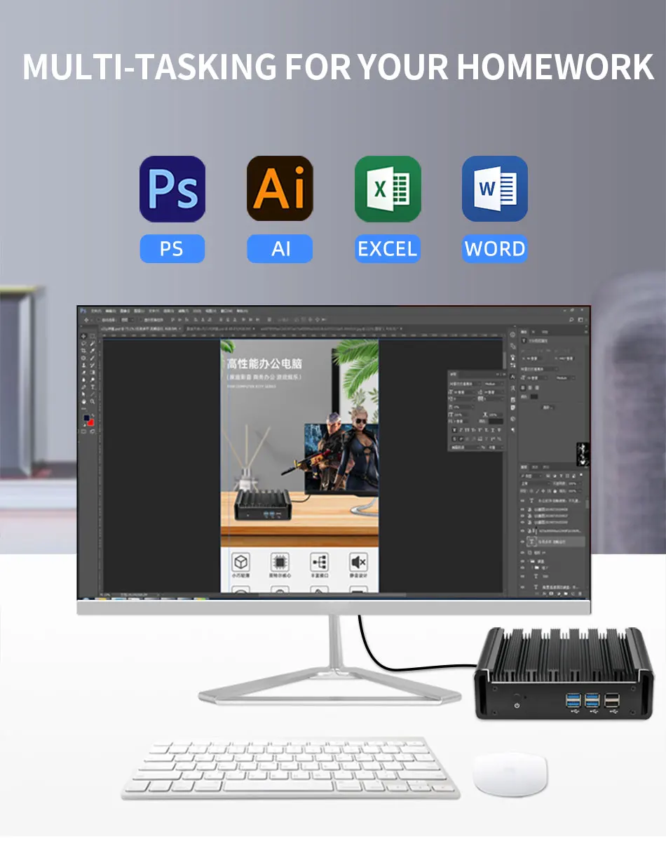XCY X31Y Fanless Mini PC Intel Core Processor I7 5500U I5 5200U I3 5005U WiFi Gigabit Ethernet Windows Linux Thin Client HTPC