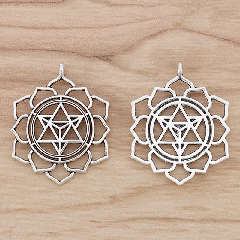 

10 Pieces Tibetan Silver Merkaba Meditation Charms Pendants for Jewellery Making 39x31mm